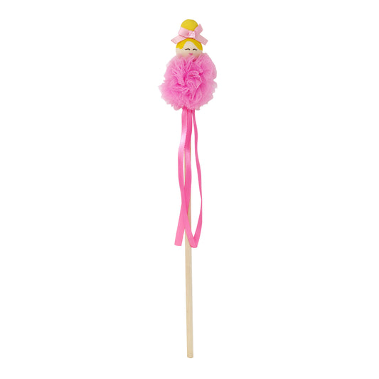 Hand Painted Wooden Bead Ballerina Tulle Wand - Pink Poppy Australia