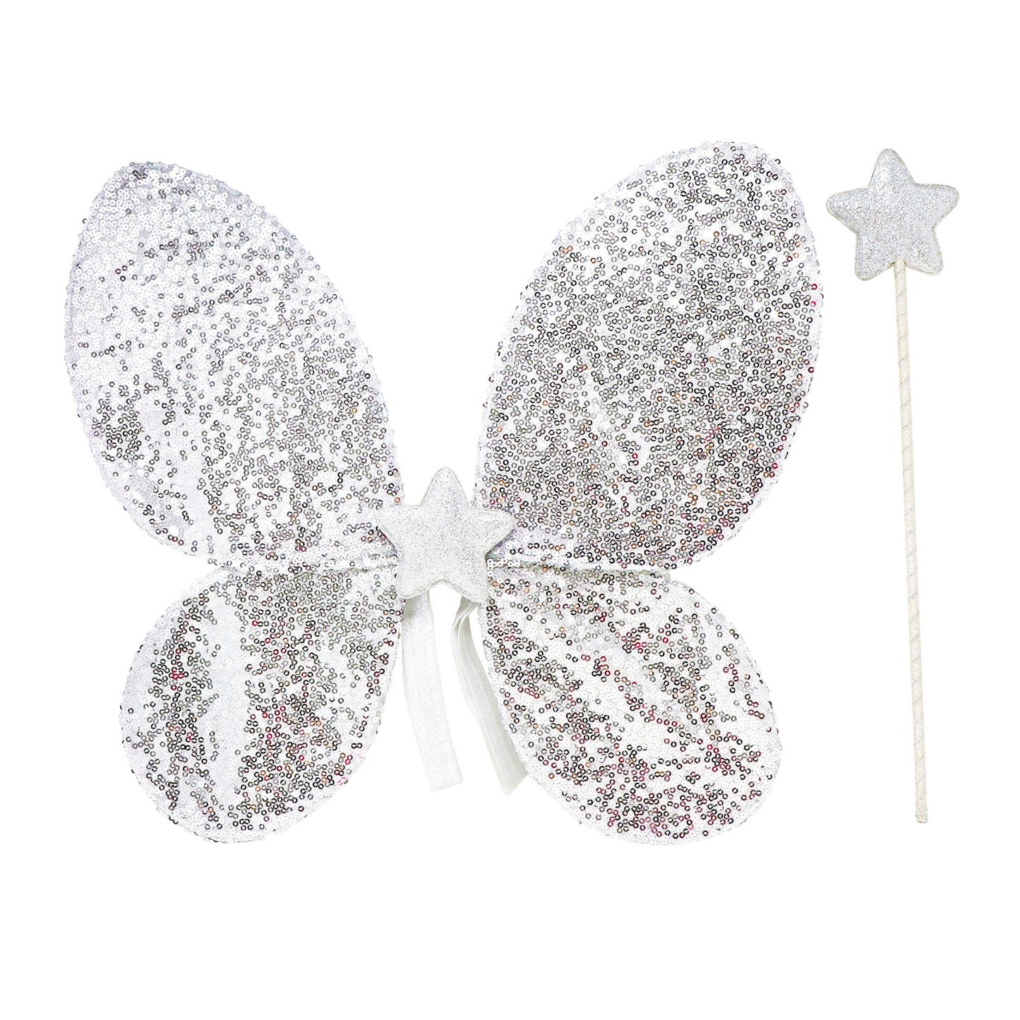 Silver Sequin Wings and Glitter Star Wand Set - Pink Poppy Australia