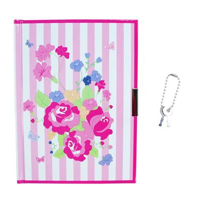 Pale Pink Colour High Tea Garden Diary Lockable Diary with Lock and Keys - Pink Poppy
