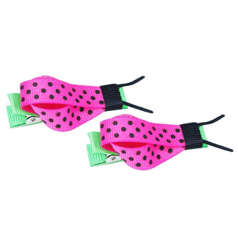 Fabric Ribbon Ladybug Hairclip - Pink Poppy