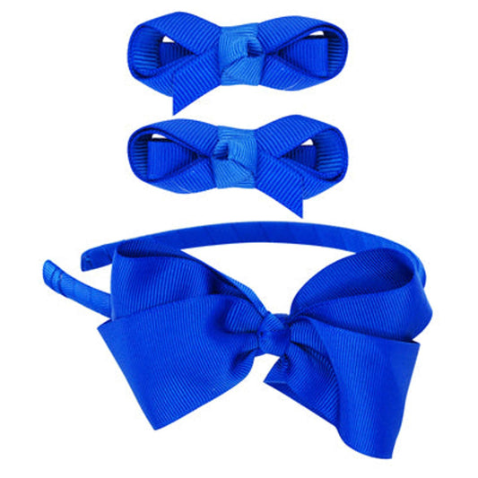 School Bow Hair Accessories Set - Blue - Pink Poppy Australia