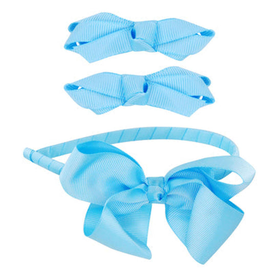 School Bow Hair Accessories Set - Light Blue - Pink Poppy Australia