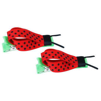 Fabric Ribbon Ladybug Hairclip - Pink Poppy