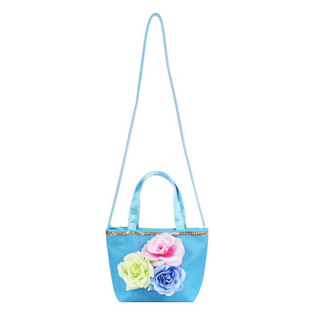 Into The Woods Flower Handbag-Blue - Pink Poppy