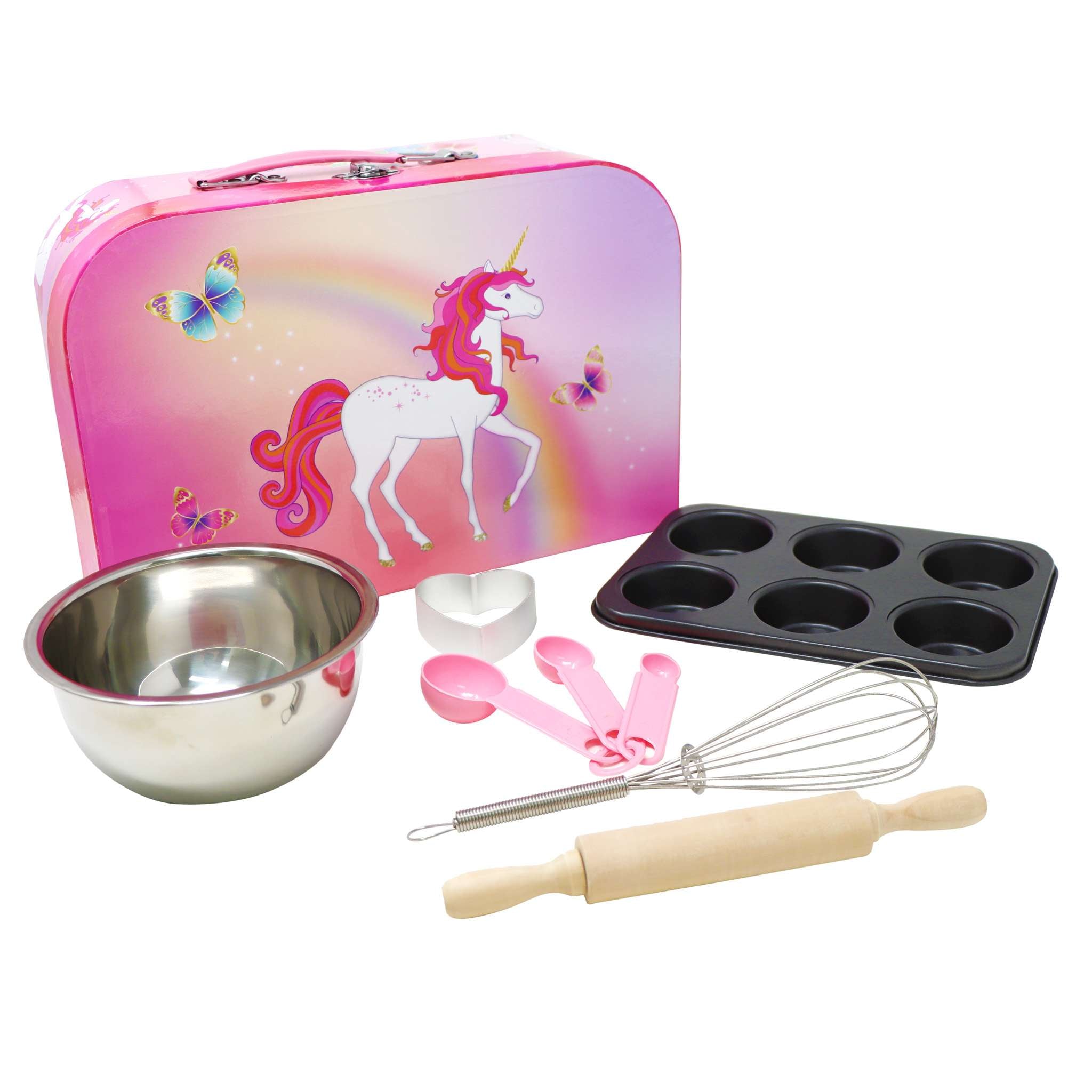 Unicorn Butterfly 6 piece Kids Baking Set & Carry Case - Pink Poppy Australia