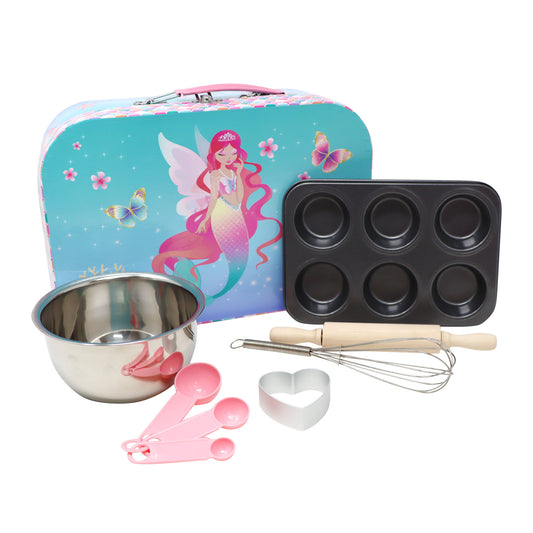 Shimmering Mermaid 6 piece Kids Baking Set & Carry Case - Pink Poppy Australia