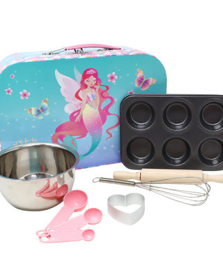 Shimmering Mermaid 6 piece Kids Baking Set & Carry Case - Pink Poppy Australia