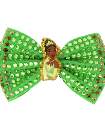 Disney Princess Tiana Green Sparkling Rhinestone Hair Bow