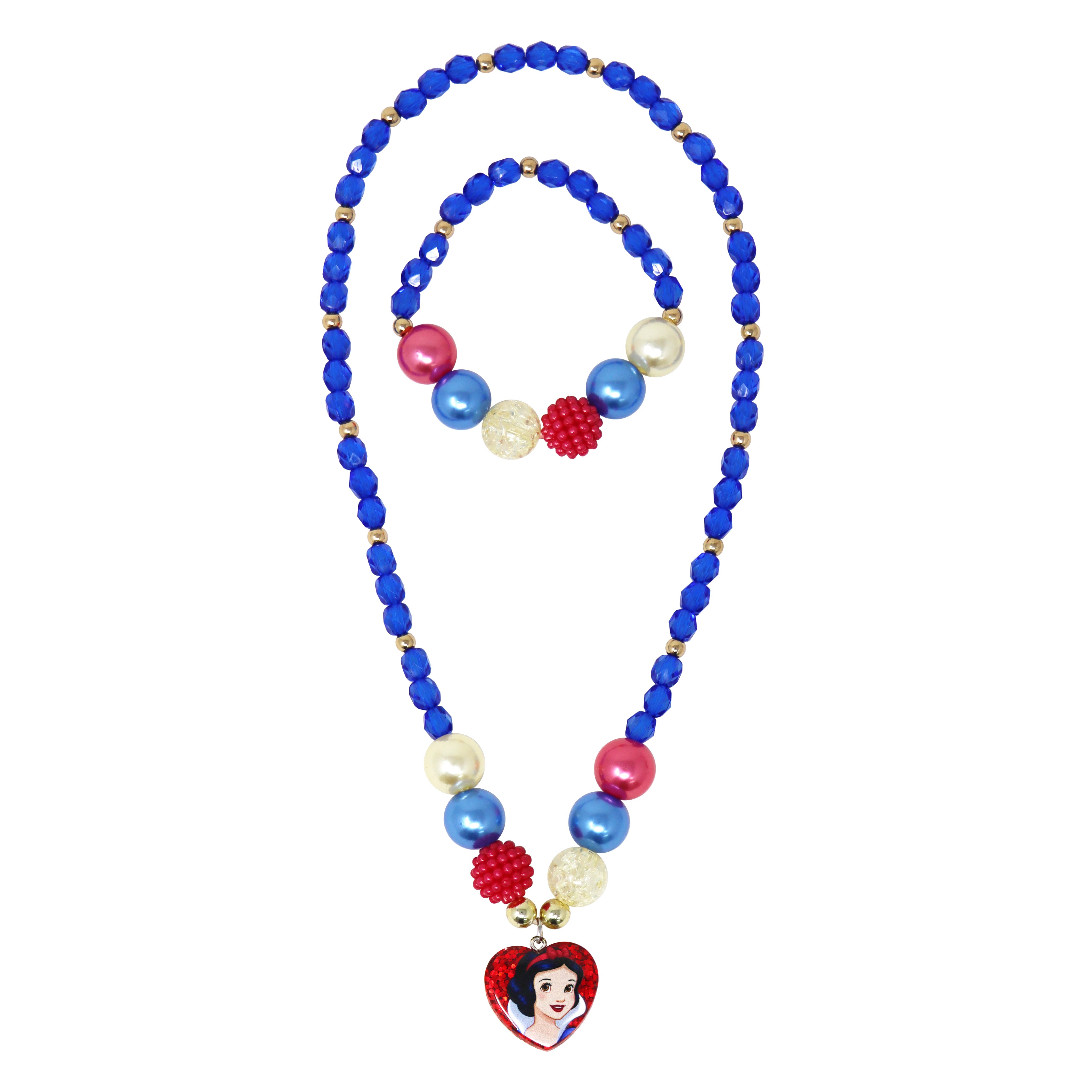 Disney Princess Snow White Pendant Stretch Beaded Necklace & Bracelet - Pink Poppy Australia