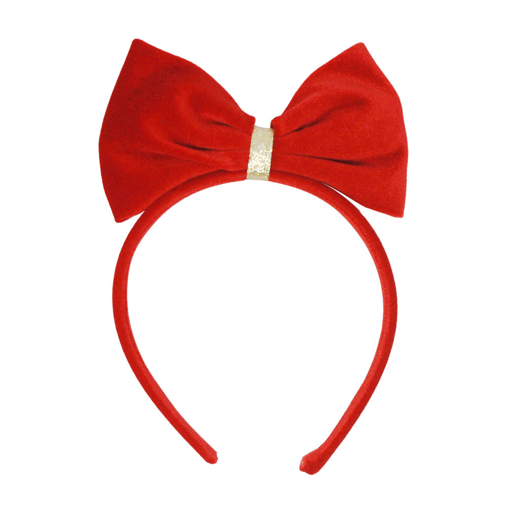 Red Velvet Christmas Bow Headband - Pink Poppy