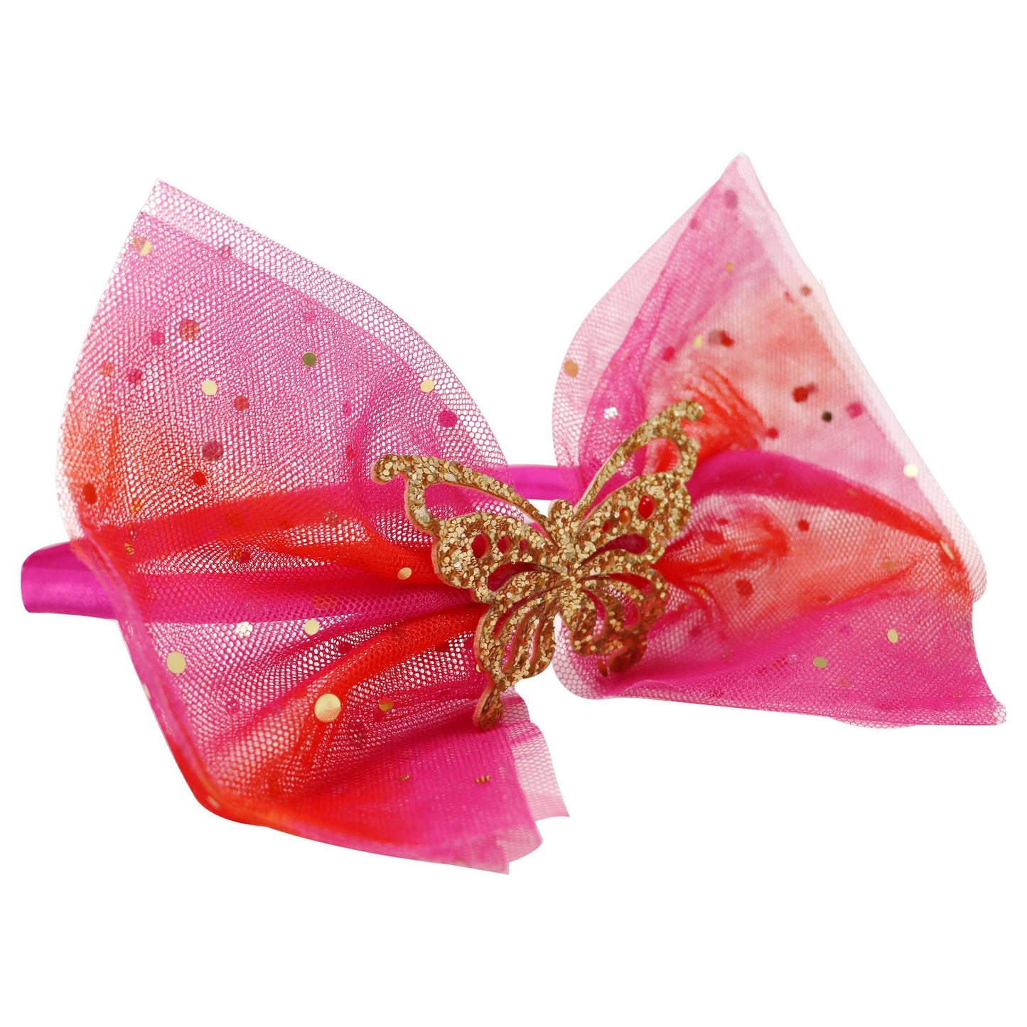 Butterfly Glitter Hot Pink & Gold 
Bow Headband - Pink Poppy Australia