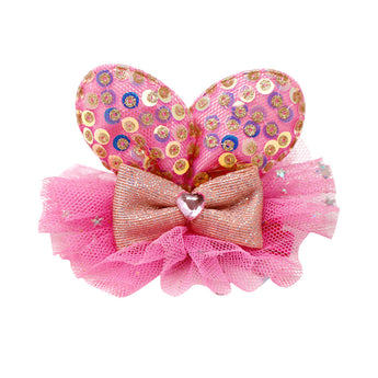 Bella Bunny Hot Pink Sequin Ears with Tulle Hairclips