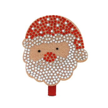 Rhinestone Santa Hair Clip - Pink Poppy