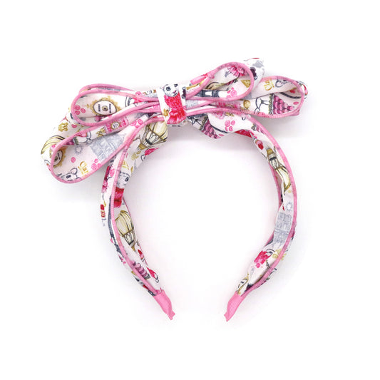 Claris: The Chicest Mouse In Paris™ Fashion Print Headband with Bow - Pink Poppy Australia