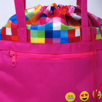 Pixel Dance Tote Bag-Hot Pink - Pink Poppy