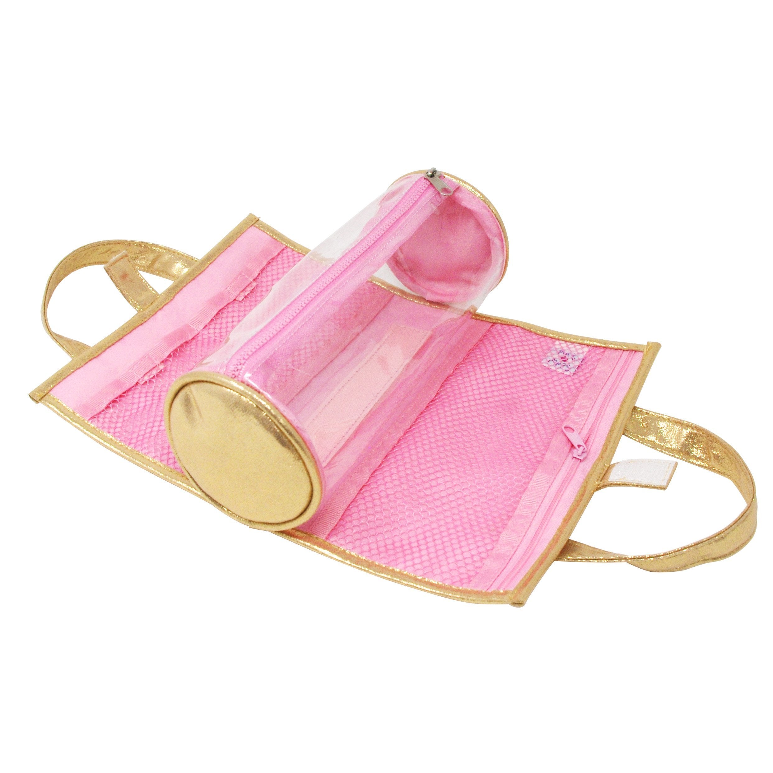 Girl's Dance Blush Pink Travel Jewellery & Cosmetics Roll Up Bag - Pink Poppy
