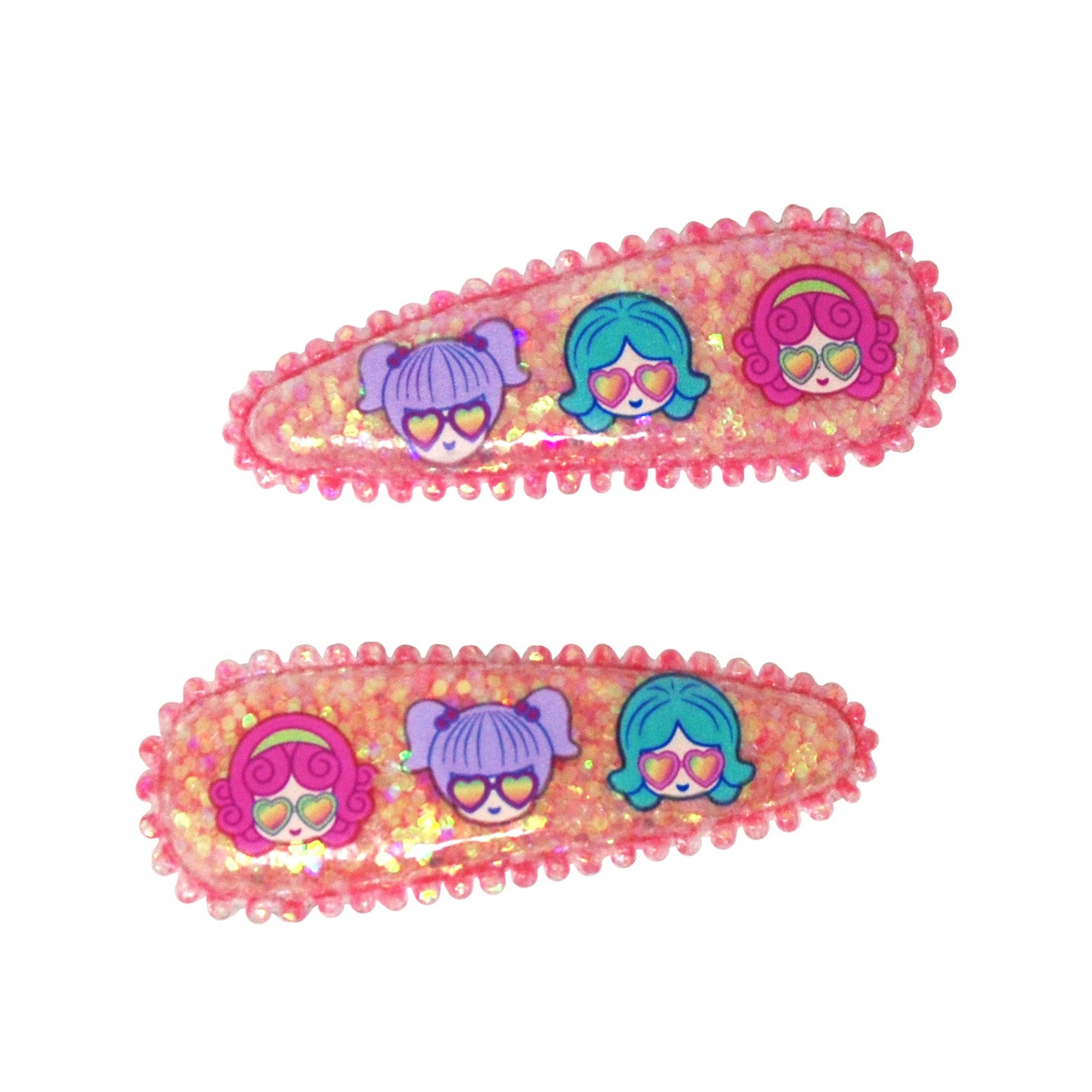 Pink Poppy Rainbow Glitter Snap Hair Clips