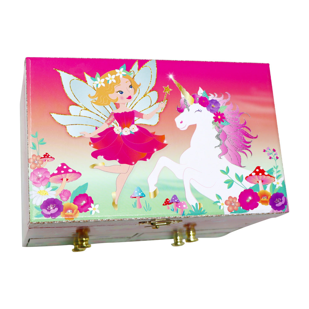 Unicorn & The Pixie Fairy Medium Musical Jewellery Box - Pink Poppy Australia