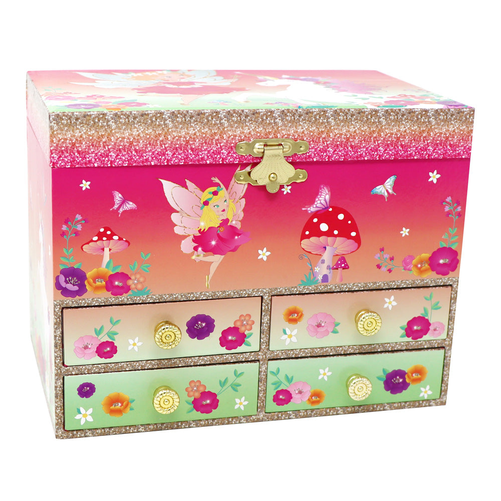Unicorn & The Pixie Fairy Medium Musical Jewellery Box - Pink Poppy Australia