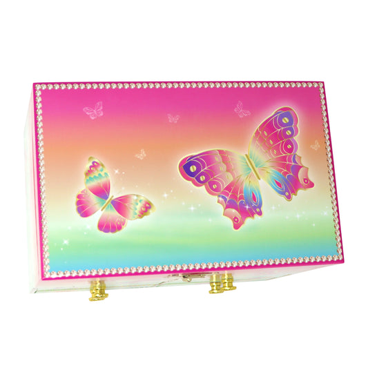 Rainbow Butterfly Medium Musical Jewellery Box - Pink Poppy Australia