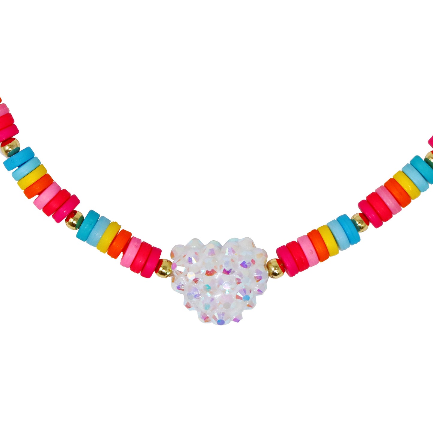 Rainbow Jewelled Heart Necklace - Pink Poppy Australia