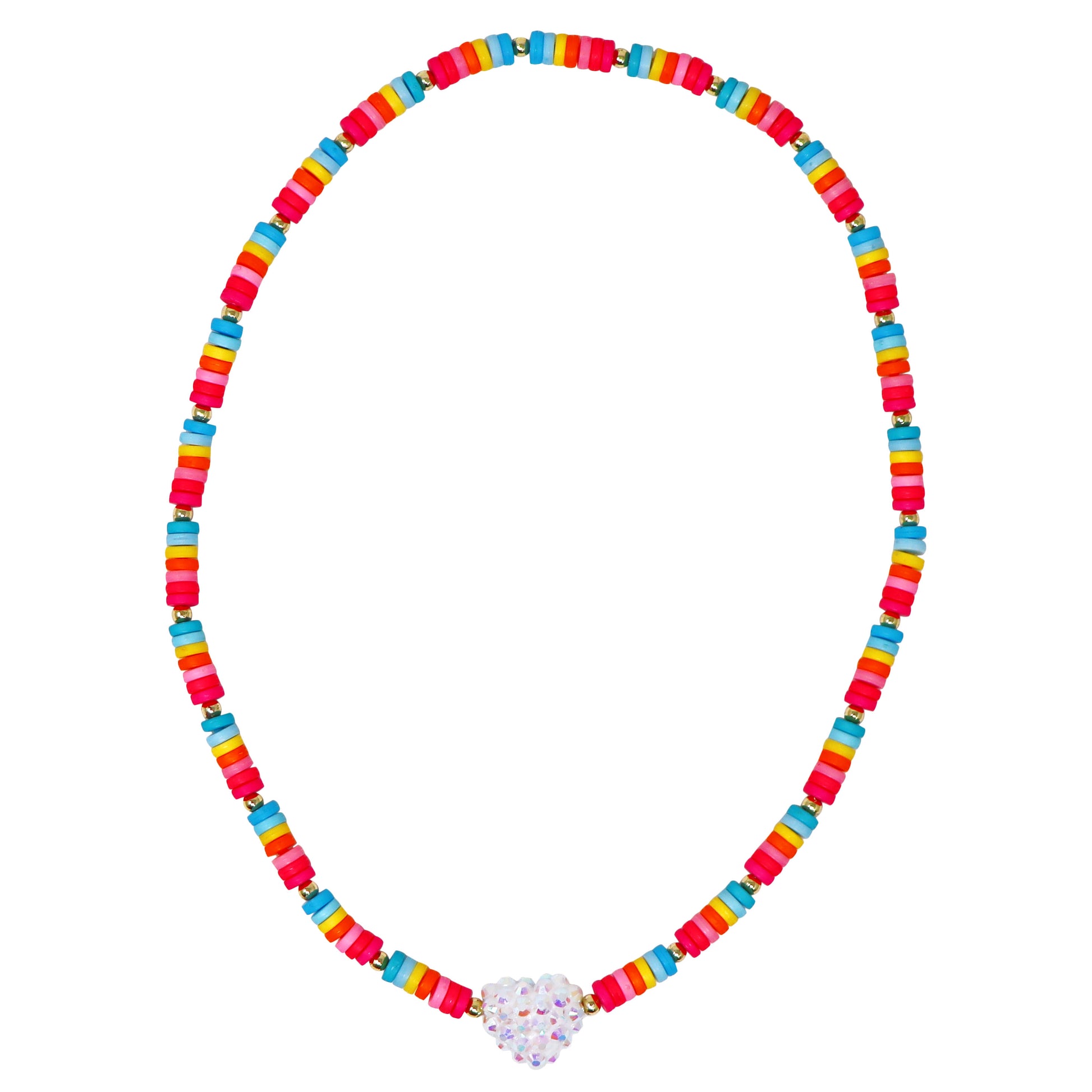 Rainbow Jewelled Heart Necklace - Pink Poppy Australia