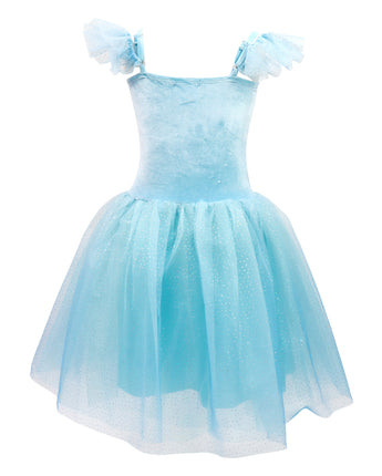 Princess Sapphire Velvet Dress With Tulle Skirt