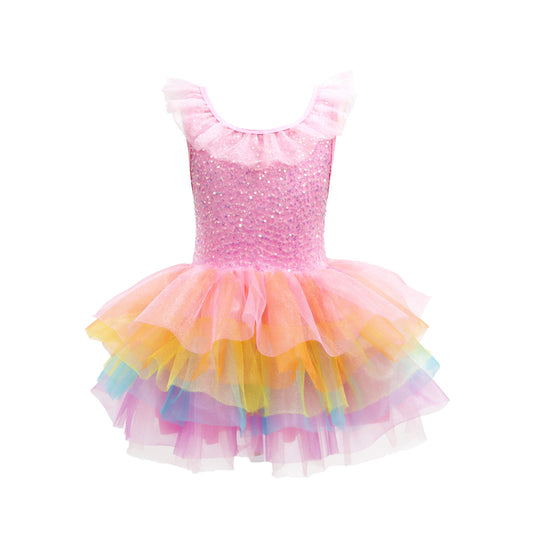 Unicorn Dreamer Multi-layered Rainbow Party Dress - Pink Poppy Australia