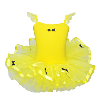 Bright canary yellow Twinkle Ballet Bows Tutu Dress