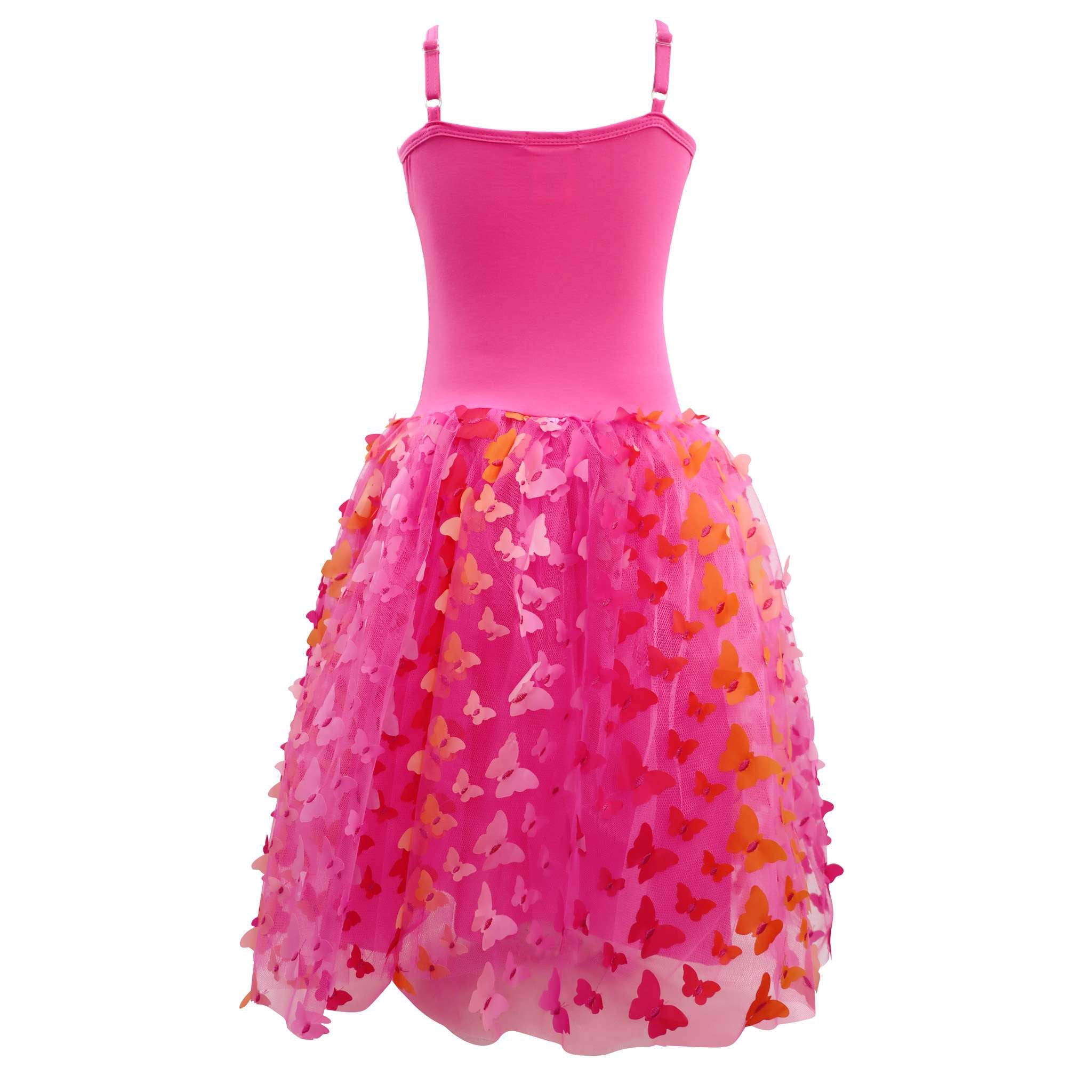 Butterfly Hot Pink & Gold Multi-layered Dress - Pink Poppy Australia