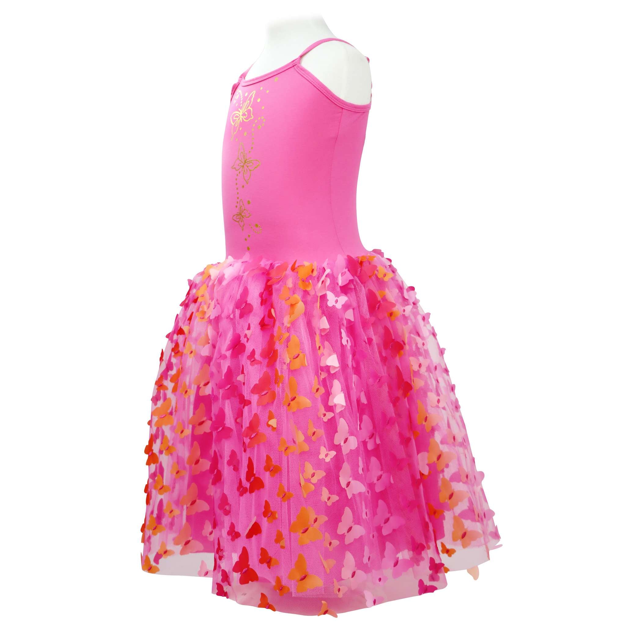 Butterfly Hot Pink & Gold Multi-layered Dress - Pink Poppy Australia