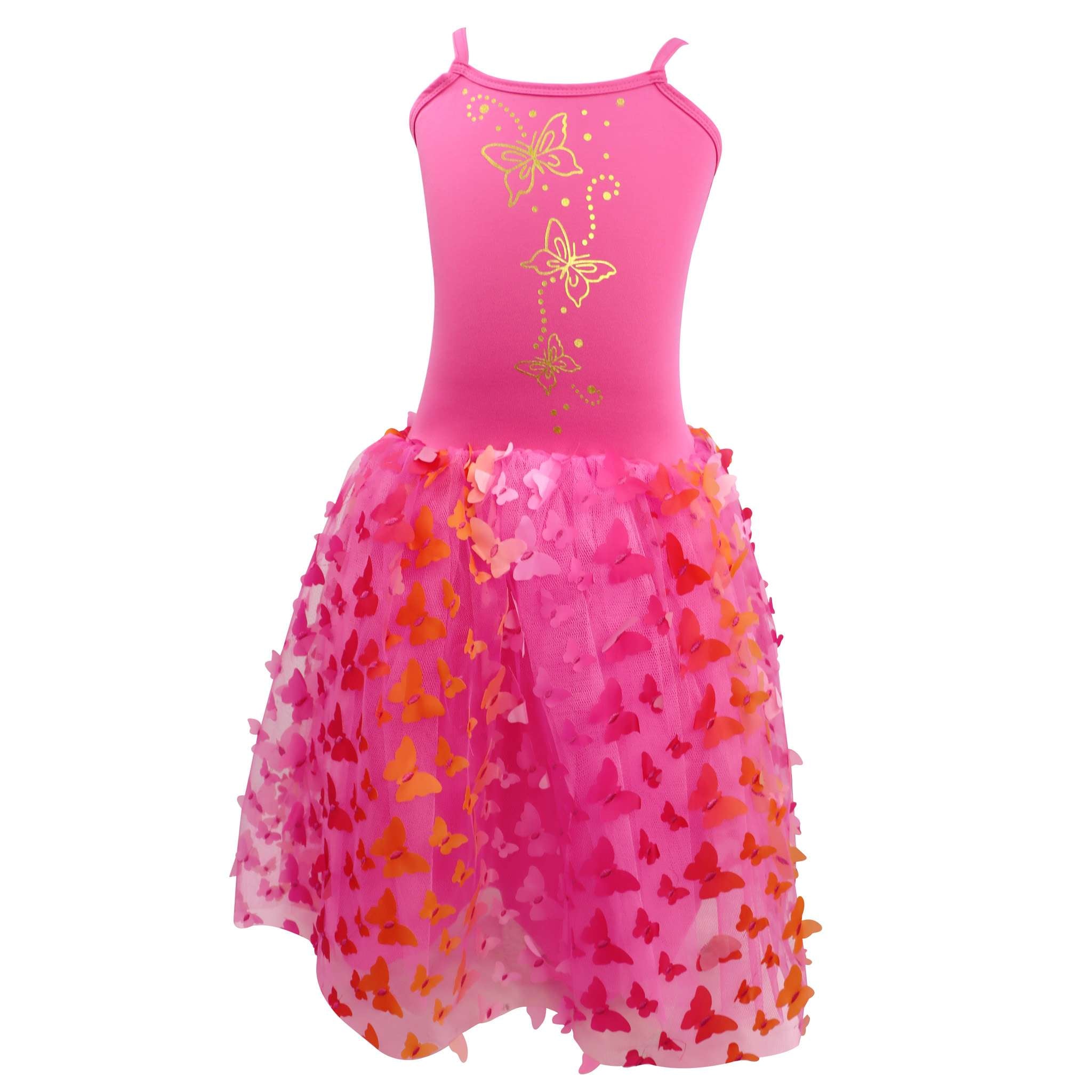 Butterfly Hot Pink & Gold Multi-layered Dress - Pink Poppy Australia