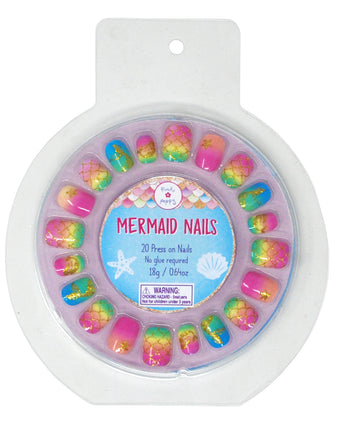 Rainbow Mermaid Press on Nails - Pink Poppy