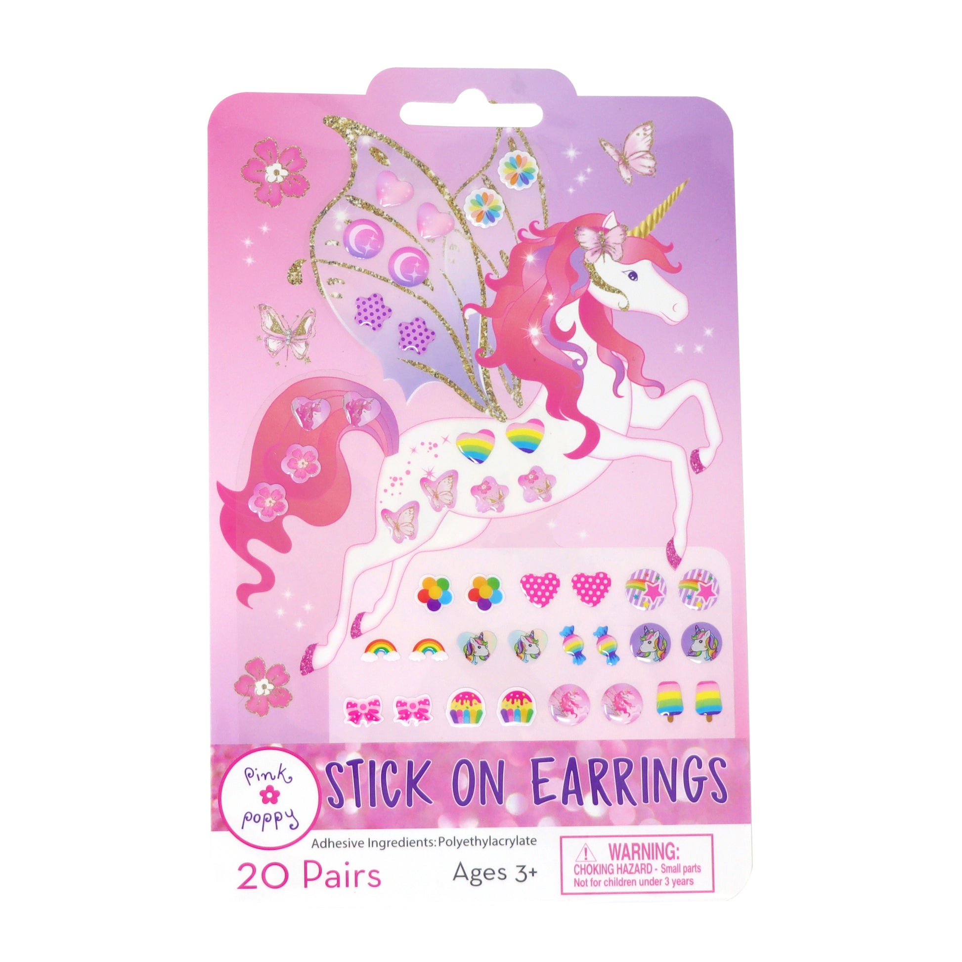 20 Pairs Unicorn Princess Stick On Earrings - Pink Poppy Australia