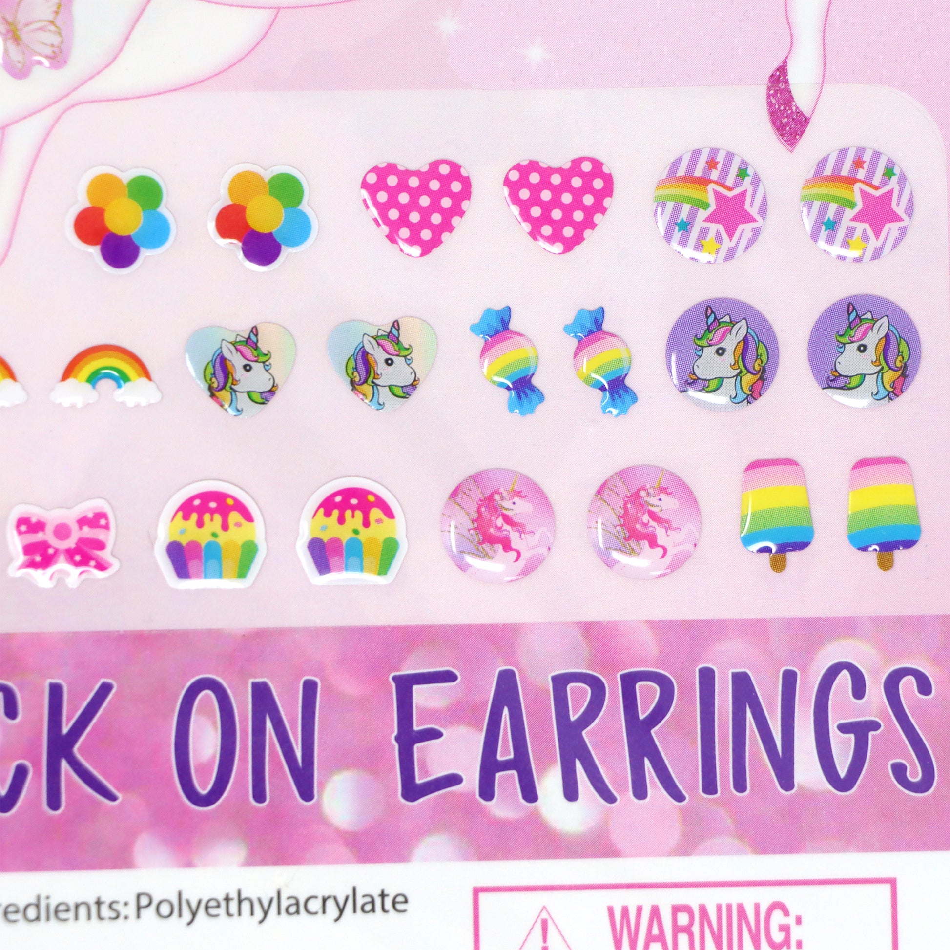 20 Pairs Unicorn Princess Stick On Earrings - Pink Poppy Australia