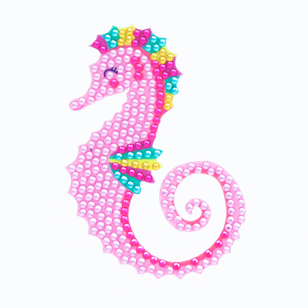 Seahorse Removable Rhinestone Decal for books, bags and lockers - Pink Poppy