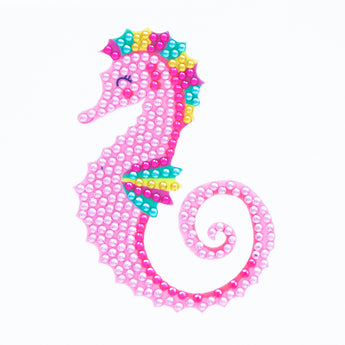 Seahorse Removable Rhinestone Decal for books, bags and lockers - Pink Poppy