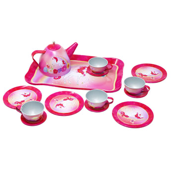 Unicorn Butterfly 14 Piece Kids Play Pretend Tin Tea Set - Pink Poppy Australia