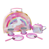 Unicorn Dreamer 9 Piece Tin Tea Set in Carry Case - Pink Poppy Australia