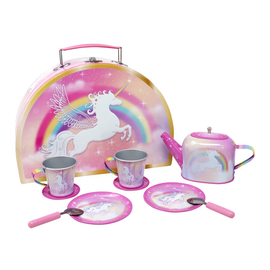 Unicorn Dreamer 9 Piece Tin Tea Set in Carry Case - Pink Poppy Australia