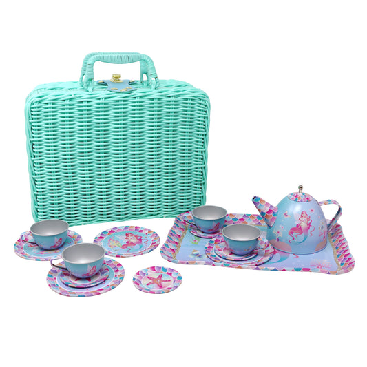 Shimmering Mermaid Tea Set in Basket - Pink Poppy Australia