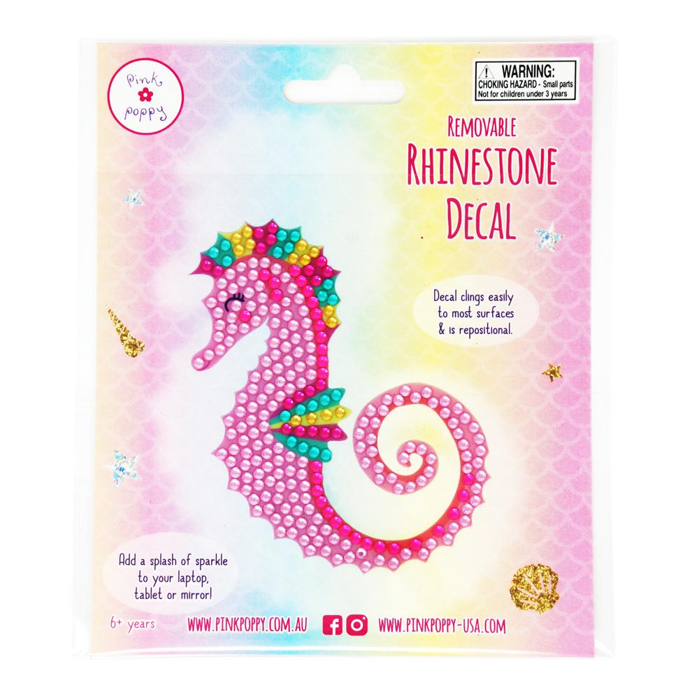 Seahorse Removable Rhinestone Decal for books, bags and lockers - Pink Poppy