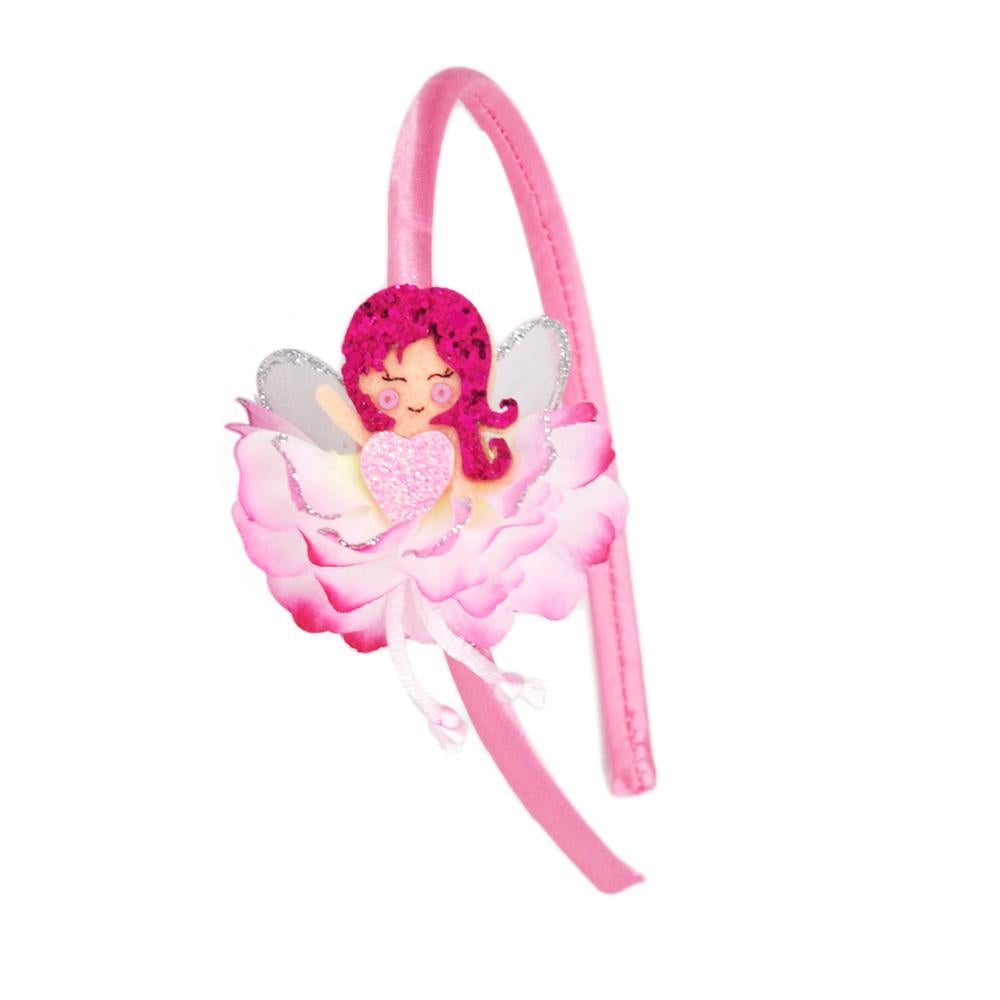Glitter Flower Fairy Headband - Pink Poppy