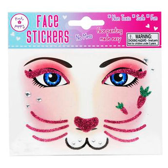 Rabbit Face Sticker - Pink Poppy