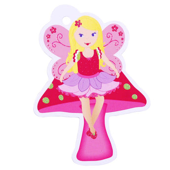 Blossom Fairy On Mushroom Gift Tag - Pink Poppy