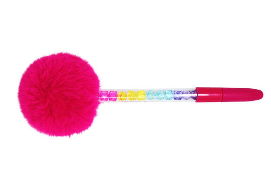 Lollipops And Rainbows Pom Pom Pen - Pink Poppy
